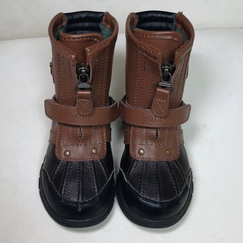 Children's Shoes Leather Conquered Boot by Polo Ralph Lauren - Big Kid - Brown /